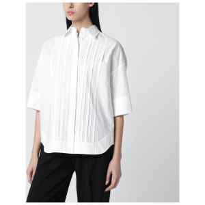 P.A.R.O.S.H. White cotton shirt with pleated detail