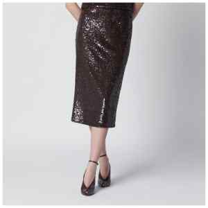 P.A.R.O.S.H. Brown sequin pencil skirt