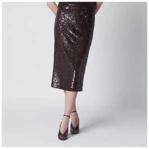 P.A.R.O.S.H. Brown sequin pencil skirt