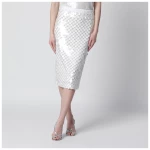P.A.R.O.S.H. Cream sequin pencil skirt