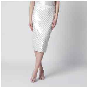 P.A.R.O.S.H. Cream sequin pencil skirt