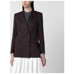 Tagliatore Brown linen-blend double-breasted jacket