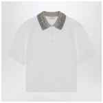 Brunello Cucinelli White polo shirt with Dazzling Knit Collar