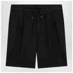 Brunello Cucinelli Navy blue linen drawstring bermuda shorts