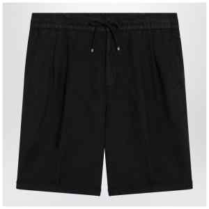 Brunello Cucinelli Navy blue linen drawstring bermuda shorts