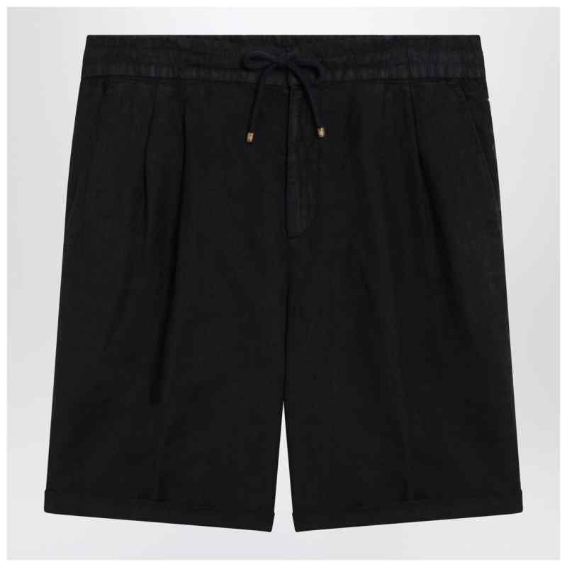 Brunello Cucinelli Navy blue linen drawstring bermuda shorts Brunello Cucinelli Navy blue linen drawstring bermuda shorts, theFeinheit