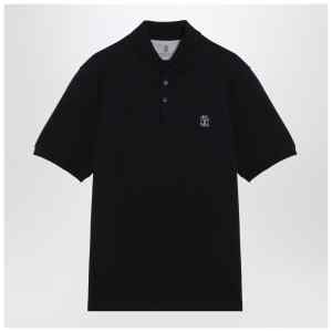 Brunello Cucinelli Navy blue cotton polo shirt