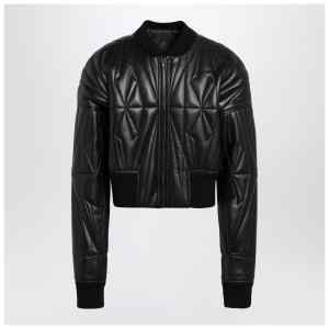 Moncler + Rick Owens Black faux leather zip-up bomber