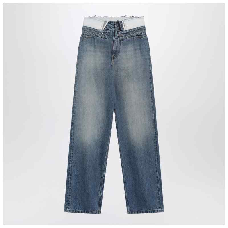 MM6 Maison Margiela Light blue washed jeans with layered waistband, theFeinheit