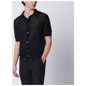 Tagliatore Black openwork cotton cardigan