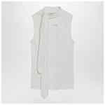LEMAIRE Milk-colored asymmetrical tank top with scarf