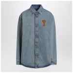 Ami Paris Ami de Coeur indigo used-effect denim shirt