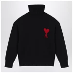 Ami Paris Black turtleneck Ami De Coeur sweater