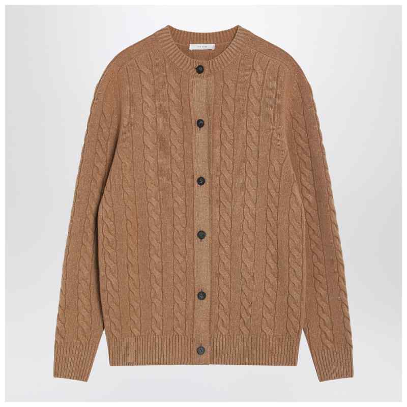 The Row Loneke cardigan in light brown wool, theFeinheit
