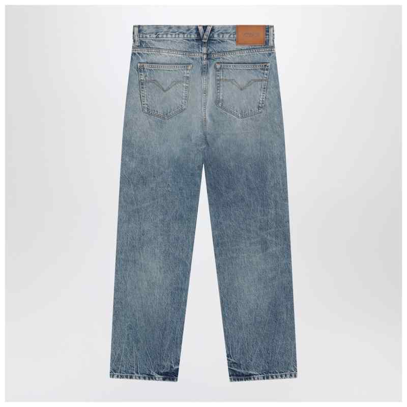 Versace Blue washed-effect jeans with small studs, theFeinheit