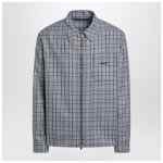 Versace Light blue zip-up checked shirt