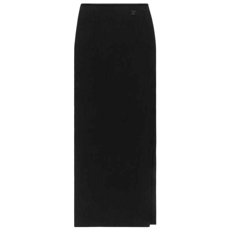 Courreges Pre Long ribbed fitted skirt