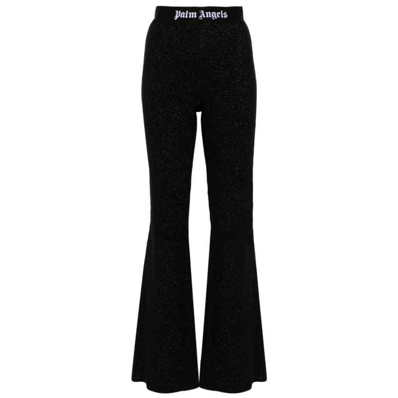 Palm Angels Logo lurex flared trousers