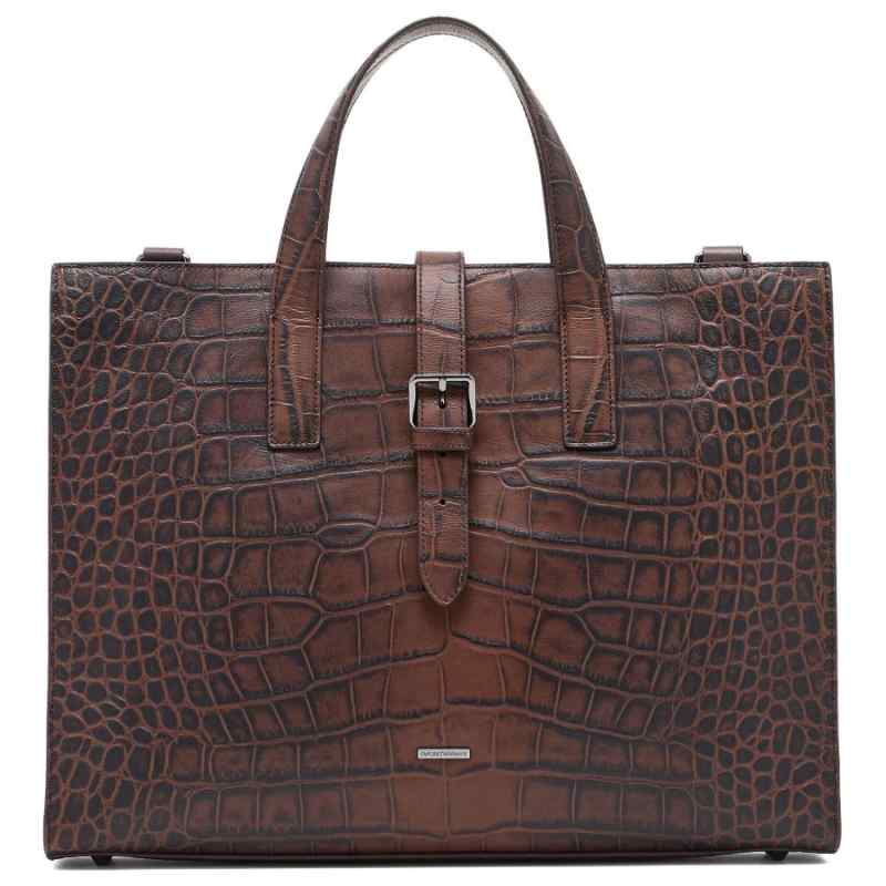 Emporio Armani Crocodile-print leather business bag, theFeinheit
