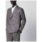 Tagliatore Grey silk and wool double-breasted jacket