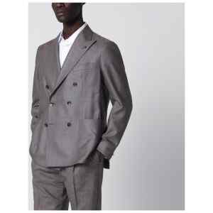 Tagliatore Grey silk and wool double-breasted jacket