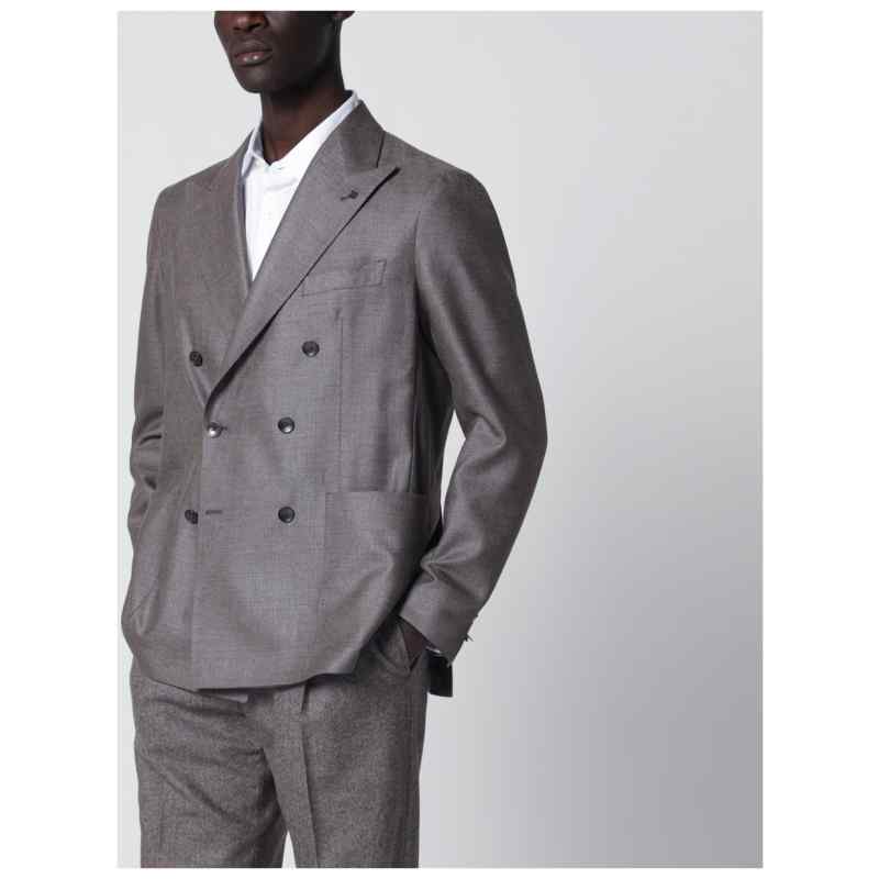 Tagliatore Grey silk and wool double-breasted jacket, theFeinheit