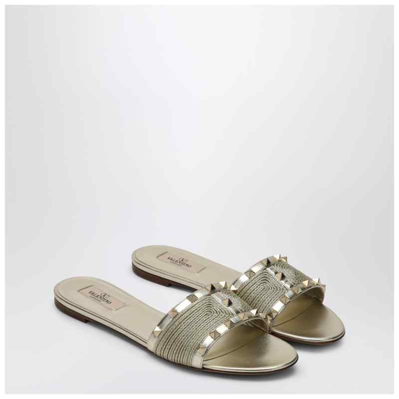 Valentino Garavani Roman Stud Sandals in Platinum Colour, theFeinheit