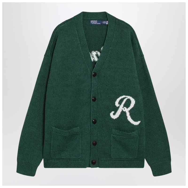 Polo Ralph Lauren Forest green cardigan with Ralph logo, theFeinheit