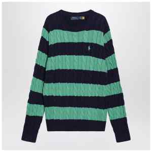 Polo Ralph Lauren Navy blue/green striped cable knit sweater