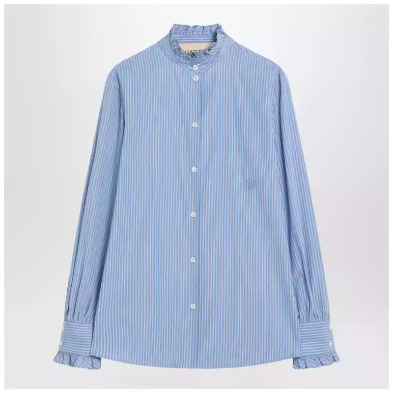 Valentino Light blue striped shirt in cotton
