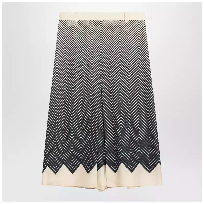 Valentino Blue/ivory silk skirt