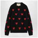 Valentino Jacquard heart pattern sweater black/red