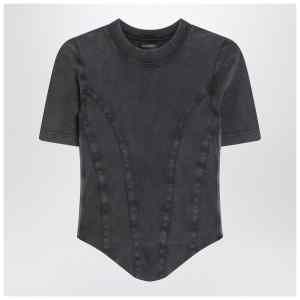 Balenciaga Washed black corset-style T-shirt