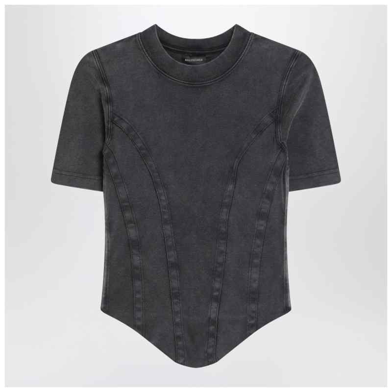 Balenciaga Washed black corset-style T-shirt