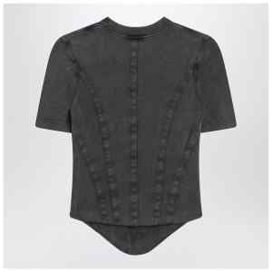 Balenciaga Washed black corset-style T-shirt