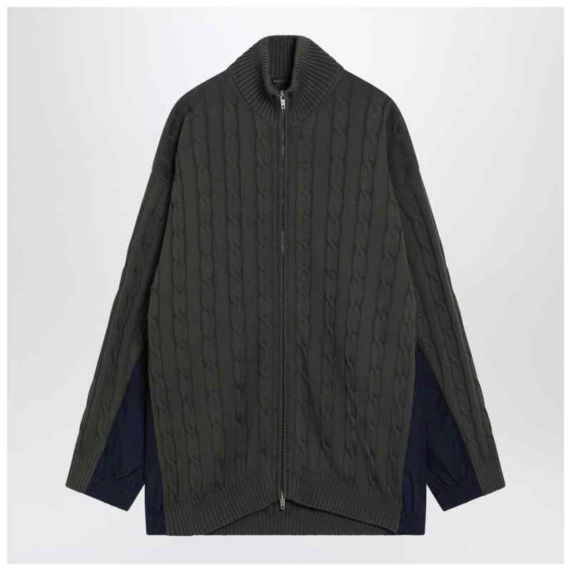 Balenciaga Khaki cotton and technical jersey hybrid jacket, theFeinheit