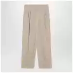 The Row Lilas light khaki cotton and linen trousers