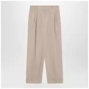 The Row Lilas light khaki cotton and linen trousers