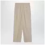 The Row Lilas light khaki cotton and linen trousers