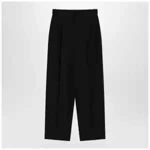 The Row Lilas trousers in black wool and linen