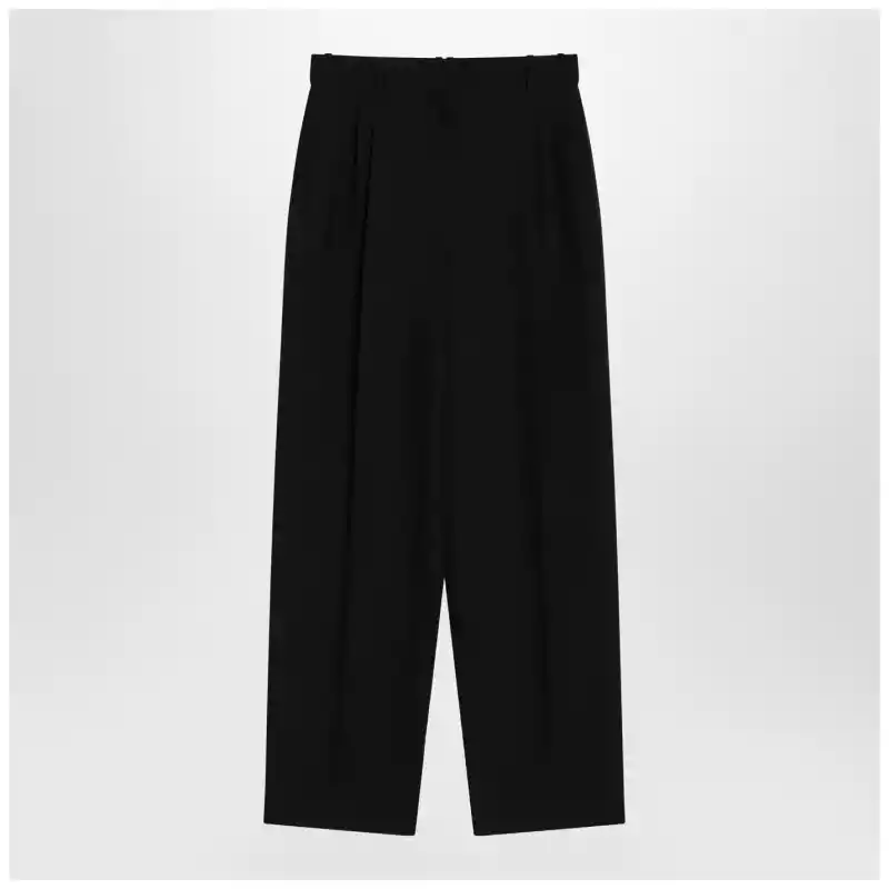 The Row Lilas trousers in black wool and linen