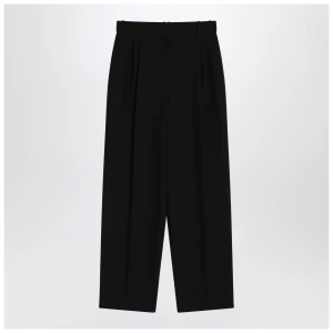 The Row Lilas trousers in black wool and linen