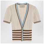 Valentino Garavani Openwork striped cotton cardigan