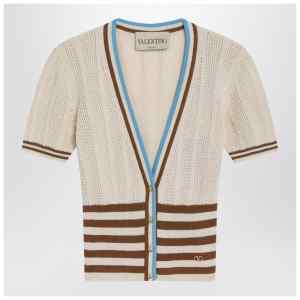 Valentino Garavani Openwork striped cotton cardigan