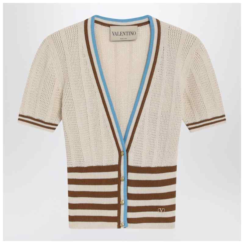 Valentino Garavani Openwork striped cotton cardigan, theFeinheit