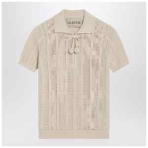 Valentino Garavani Ivory cotton knit polo shirt