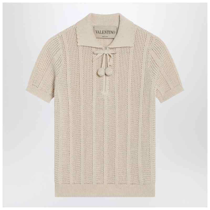 Valentino Garavani Ivory cotton knit polo shirt Valentino Garavani Ivory cotton knit polo shirt, theFeinheit