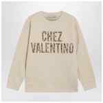 Valentino Garavani Ivory cotton sweatshirt with Chez Valentino floral motif