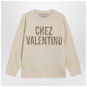 Valentino Garavani Ivory cotton sweatshirt with Chez Valentino floral motif