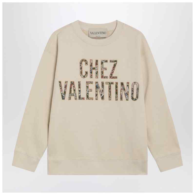 Valentino Garavani Ivory cotton sweatshirt with Chez Valentino floral motif, theFeinheit